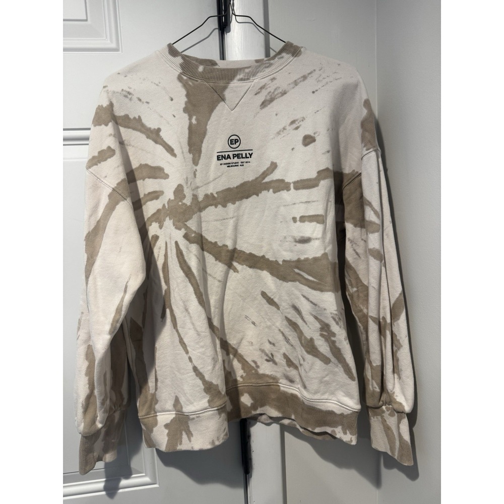 Ena Pelly Tie-dyed Cream Beige Crewneck Sweatshirt Ep Logo Women's S Australia
